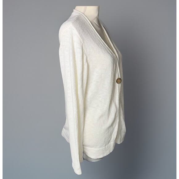 Vermont Country Store Womens MD Button White Marbled Cotton Cardigan Long Sleeve - Picture 2 of 5